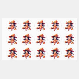Halloween Witch Stickers - Schattigee Pumpkin Witc