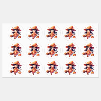 Halloween Witch Stickers - Schattigee Pumpkin Witc