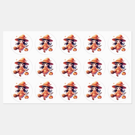 Halloween Witch Stickers - Schattigee Pumpkin Witc (Vel)