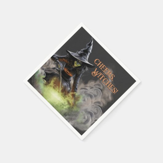 Halloween Witch Stirring Cauldron Servet (Hoek)