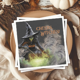 Halloween Witch Stirring Cauldron Servet
