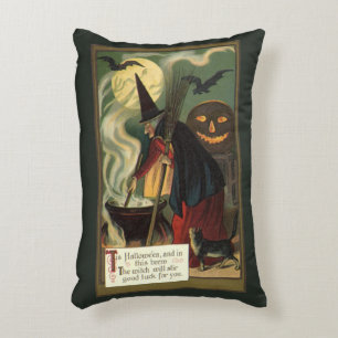  Halloween Witch Stirring Magic Cauldron Accent Kussen