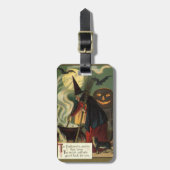 Halloween Witch Stirring Magic Cauldron Bagagelabel (Voorkant verticaal)