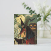  Halloween Witch Stirring Magic Cauldron Briefkaart (Staand voorkant)