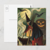  Halloween Witch Stirring Magic Cauldron Briefkaart (Voorkant / Achterkant)