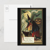  Halloween Witch Stirring Magic Cauldron Briefkaart (Voorkant / Achterkant)