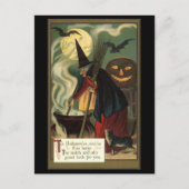  Halloween Witch Stirring Magic Cauldron Briefkaart (Voorkant)