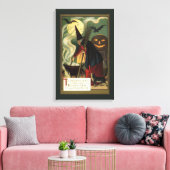 Halloween Witch Stirring Magic Cauldron Canvas Afdruk (Insitu (Woonkamer))