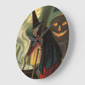 Halloween Witch Stirring Magic Cauldron Grote Klok (Hoek)