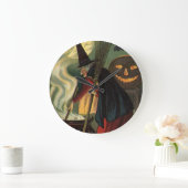 Halloween Witch Stirring Magic Cauldron Grote Klok (Huis)