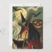 Halloween Witch Stirring Magic Cauldron Kaart (Voorkant)