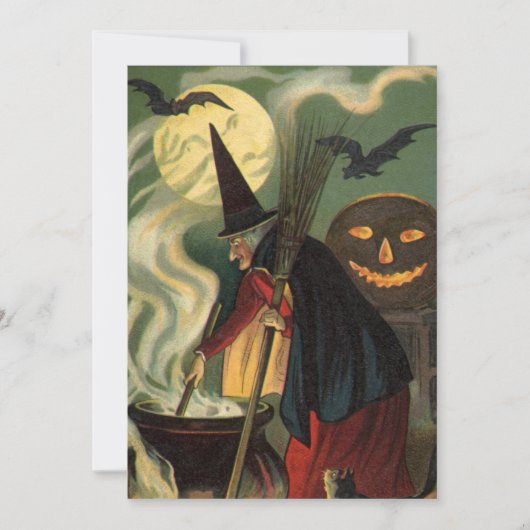  Halloween Witch Stirring Magic Cauldron Kaart (Voorkant)
