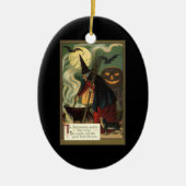 Halloween Witch Stirring Magic Cauldron Keramisch Ornament (Voorkant)