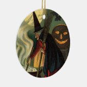 Halloween Witch Stirring Magic Cauldron Keramisch Ornament (Rechts)