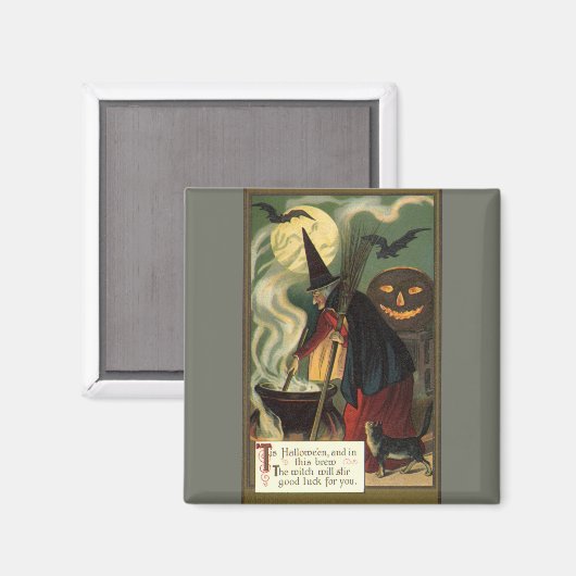  Halloween Witch Stirring Magic Cauldron Magneet (Voorkant / Achterkant)