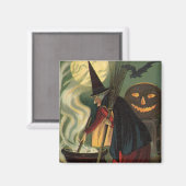 Halloween Witch Stirring Magic Cauldron Magneet (Voorkant / Achterkant)
