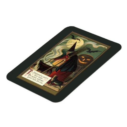  Halloween Witch Stirring Magic Cauldron Magneet (Linkerzijde)