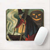 Halloween Witch Stirring Magic Cauldron Muismat (Met muis)