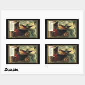  Halloween Witch Stirring Magic Cauldron Rechthoekige Sticker (Vel)