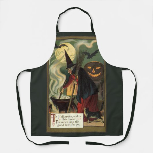  Halloween Witch Stirring Magic Cauldron Schort (Voorkant)