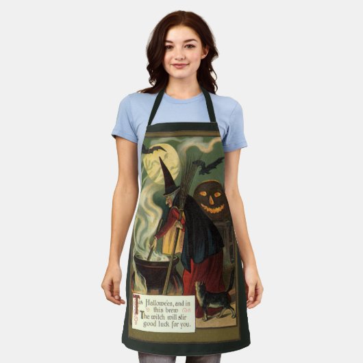 Halloween Witch Stirring Magic Cauldron Schort (Gedragen)