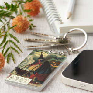  Halloween Witch Stirring Magic Cauldron Sleutelhanger