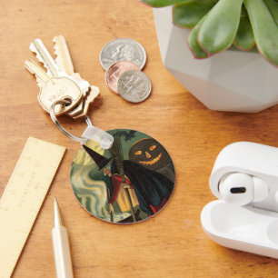  Halloween Witch Stirring Magic Cauldron Sleutelhanger