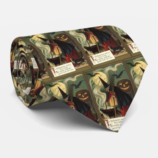  Halloween Witch Stirring Magic Cauldron Stropdas (Opgerold)