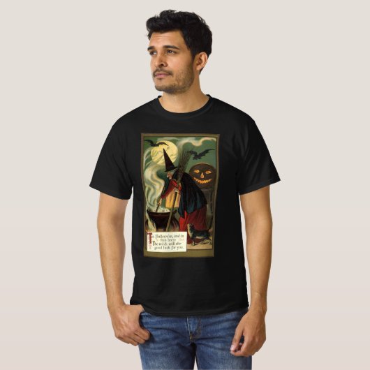  Halloween Witch Stirring Magic Cauldron T-shirt (Voorkant volledig)