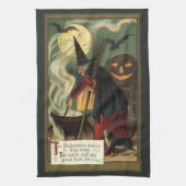  Halloween Witch Stirring Magic Cauldron Theedoek (Verticaal)