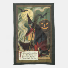  Halloween Witch Stirring Magic Cauldron Theedoek