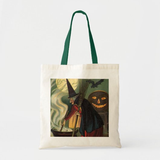 Halloween Witch Stirring Magic Cauldron Tote Bag (Voorkant)