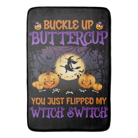 Halloween Witch Switch Buckle Up Buttercup Badmat (Voorkant Verticaal)