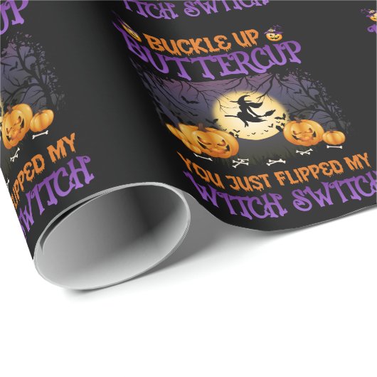 Halloween Witch Switch Buckle Up Buttercup Cadeaupapier (Rol Hoek)
