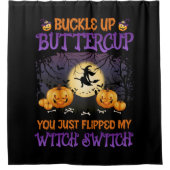 Halloween Witch Switch Buckle Up Buttercup Douchegordijn (Voorkant)