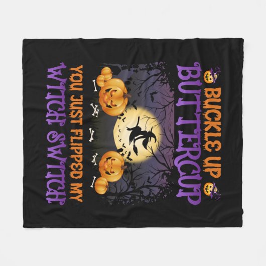 Halloween Witch Switch Buckle Up Buttercup Fleece Deken (Voorkant (Horizontaal))