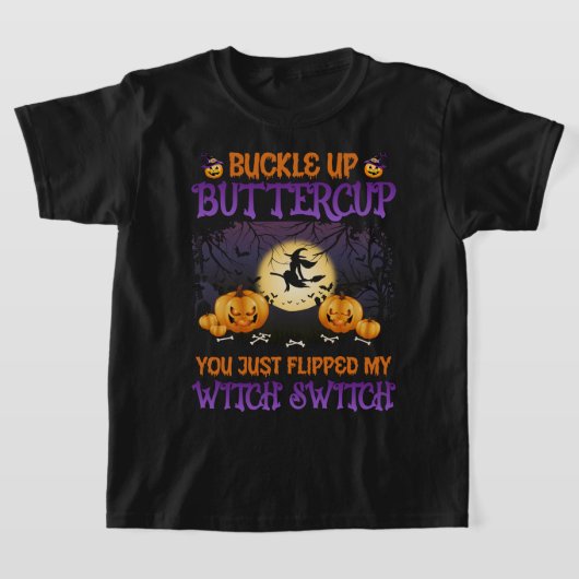 Halloween Witch Switch Buckle Up Buttercup T-shirt (Laagn)