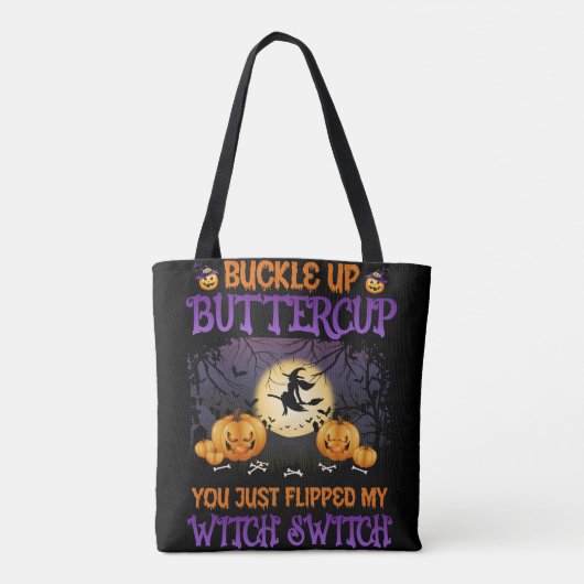 Halloween Witch Switch Buckle Up Buttercup Tote Bag (Achterkant)