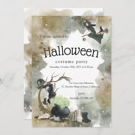 Halloween Witch Thaise Uitnodiging (Voorkant / Achterkant)