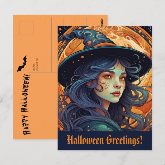 Halloween Witch Theme Groeten Briefkaart (Voorkant / Achterkant)