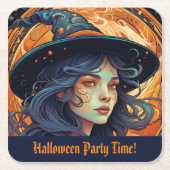 Halloween Witch Theme Party Kartonnen Onderzetters (Voorkant)