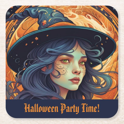 Halloween Witch Theme Party Kartonnen Onderzetters (Voorkant)