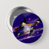 Halloween Witch Traffic Ronde Button 7,6 Cm (Voorkant /achterkant)