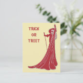 Halloween Witch, Trick of Treet, bewerkt tekst Briefkaart (Staand voorkant)