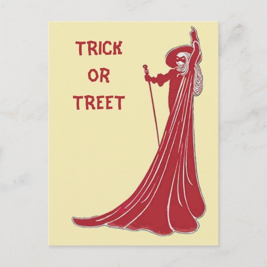Halloween Witch, Trick of Treet, bewerkt tekst Briefkaart (Voorkant)