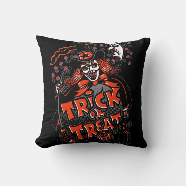 Halloween Witch Trick or treat Kussen (Voorkant)