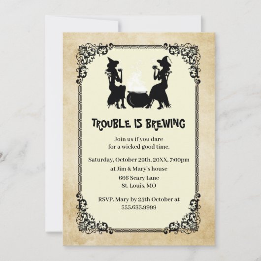 Halloween Witch Trouble is Breedpartij Kaart (Voorkant)