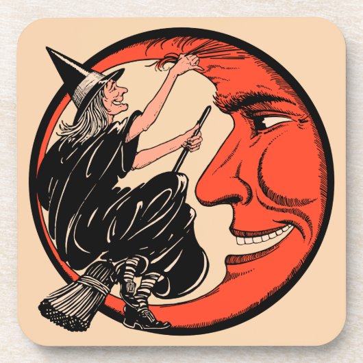 Halloween Witch uit de jaren 20 Bier Onderzetter (Voorkant)