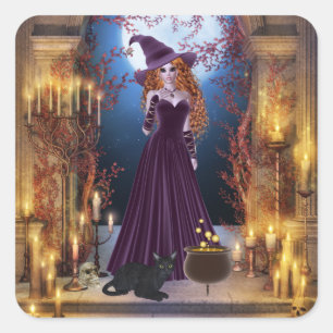 Halloween Witch van Candlelight Vierkante Sticker
