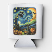 Halloween Witch Van Gogh Sterrennacht Black Cat Pu Blikjeskoeler (Voorkant)